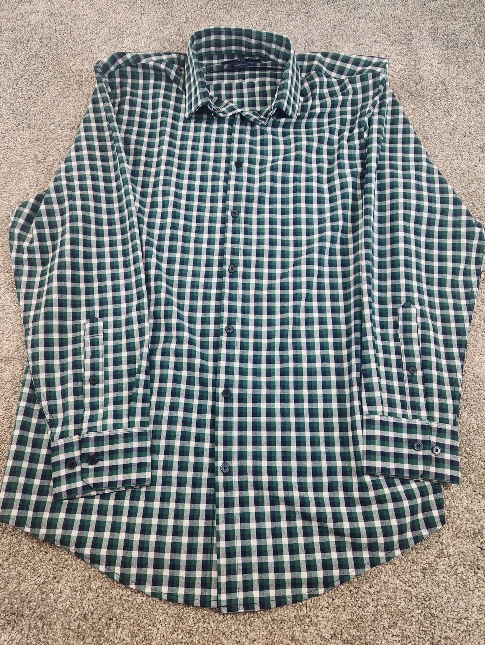 Mizzen+Main Leeward Mens Size Large Classic Green Gingham Dress Shirt
